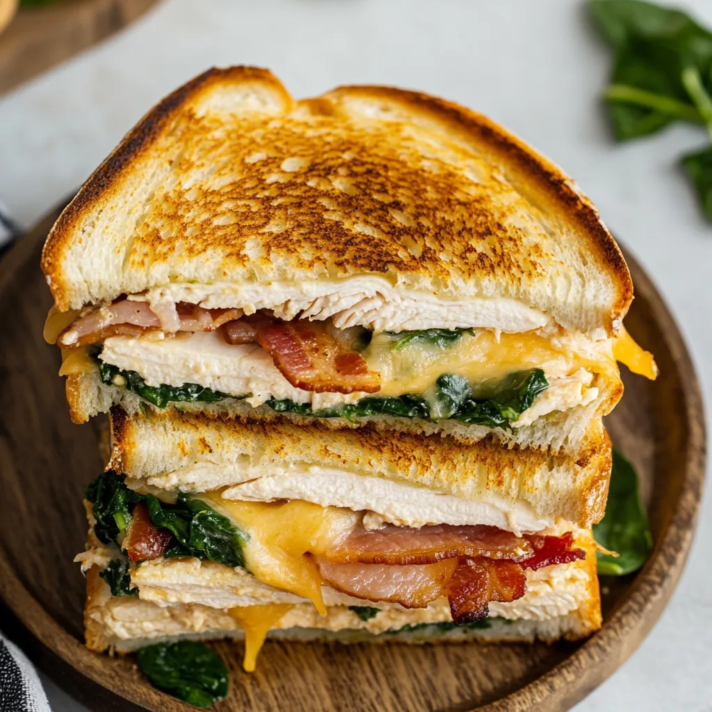 Sweet Turkey Melt with Cheddar, Spinach, and Bacon