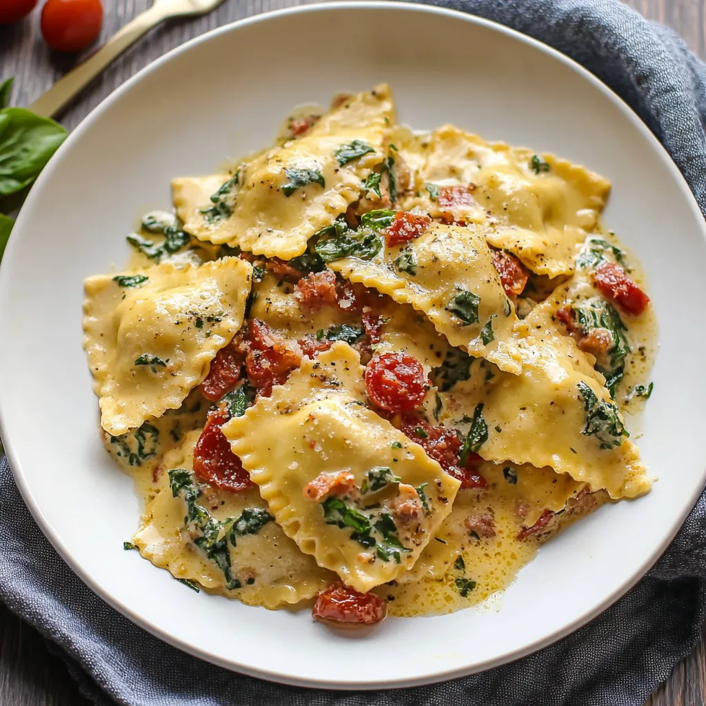 Delicious Easy Weeknight Creamy Tuscan Ravioli