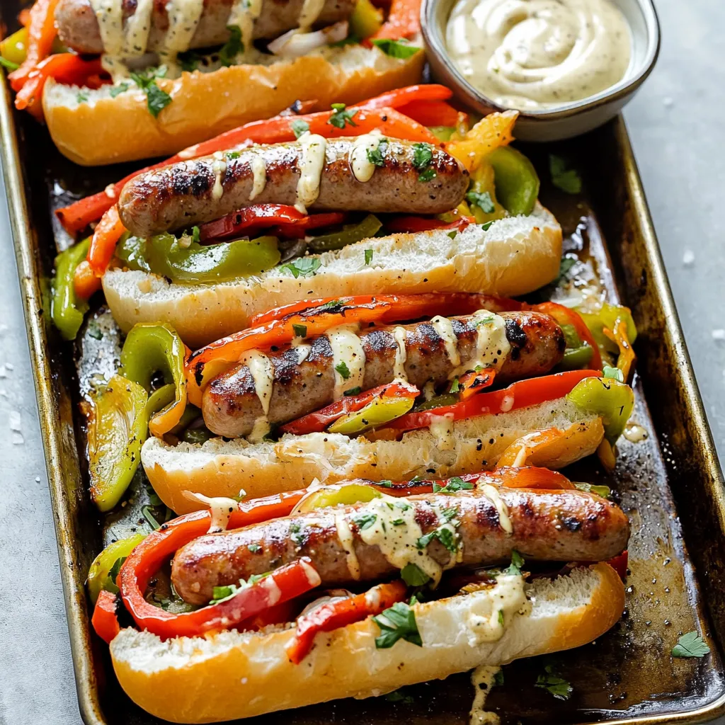 Sheet Pan Italian Sausage Heros with Honey Mustard