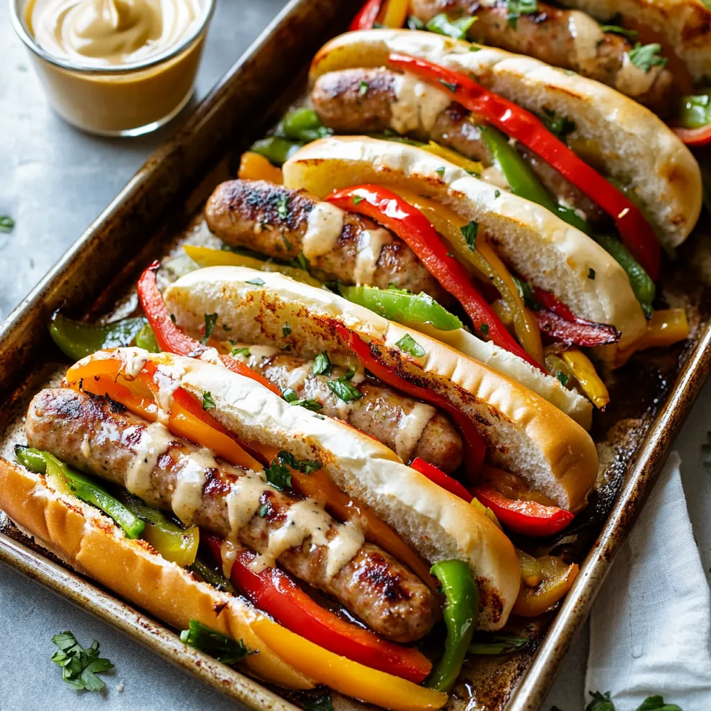 Delicious Sheet Pan Italian Sausage Heros with Honey Mustard