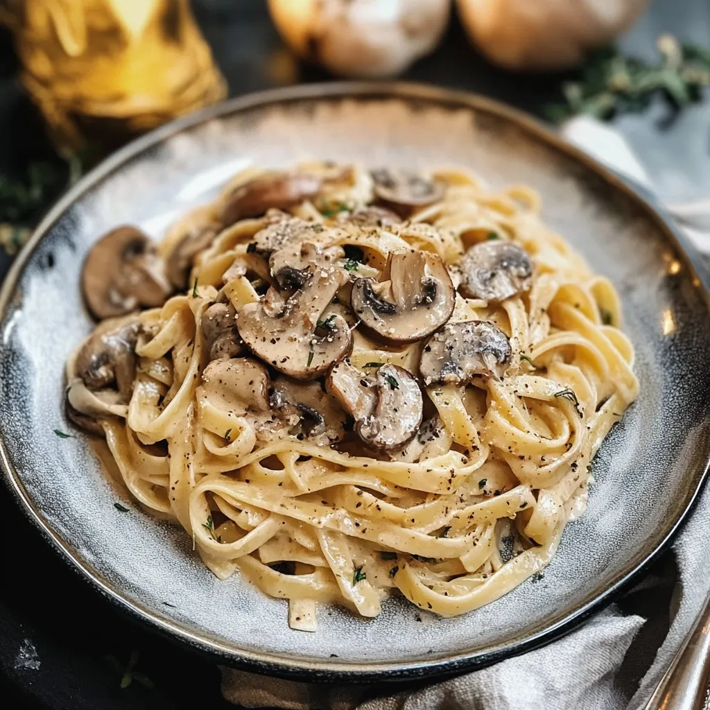 Delicious Date Night Mushroom Fettuccine