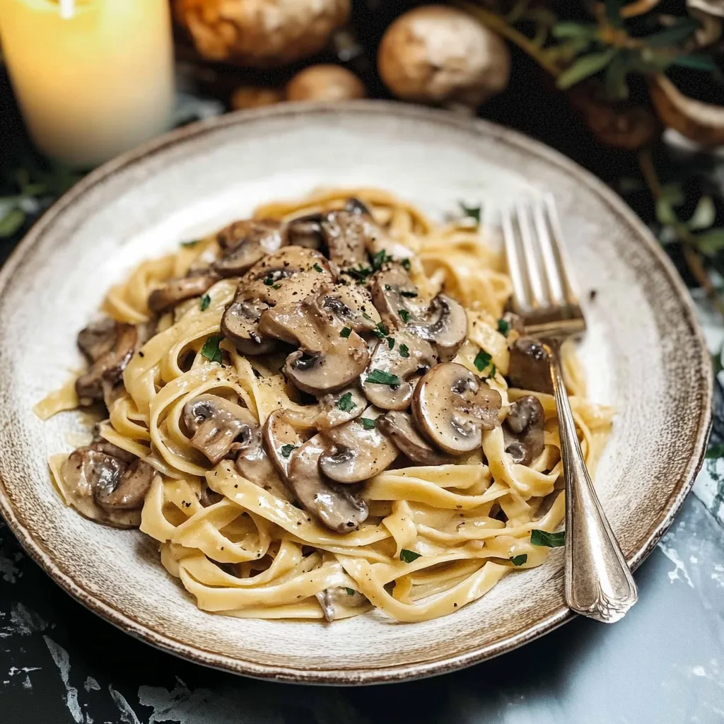 Best Date Night Mushroom Fettuccine