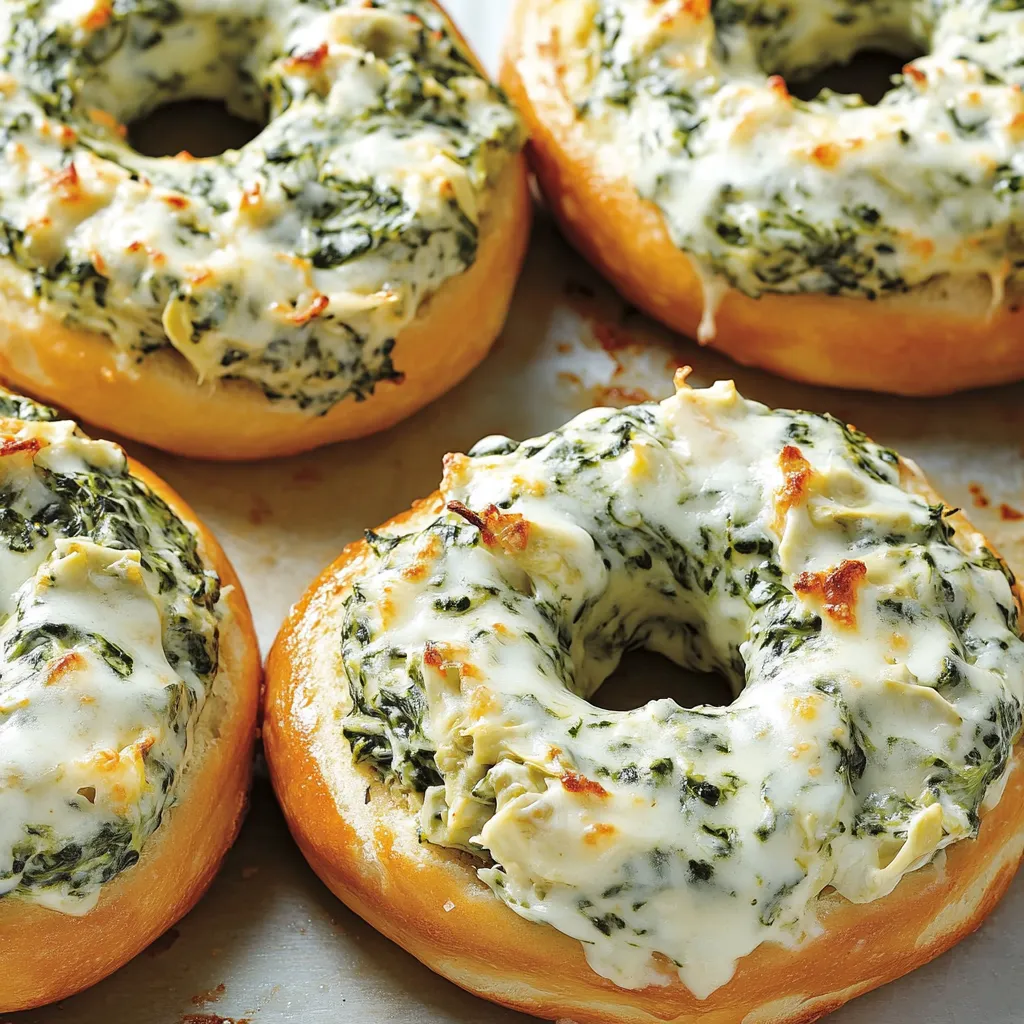 Cheesy Spinach-Artichoke Bagels Recipe