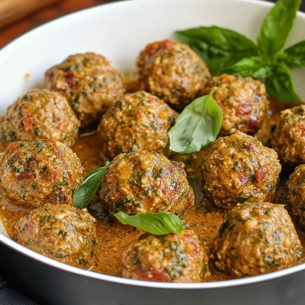 Delicious Creamy Sun-Dried Tomato Pesto Meatballs