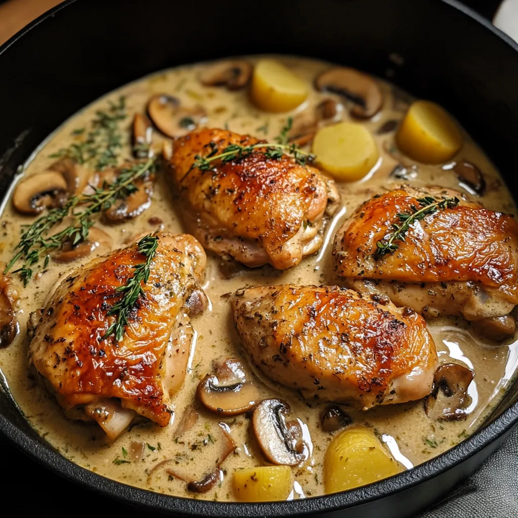 Best Herb Roasted Chicken in Creamy White Wine Sauce