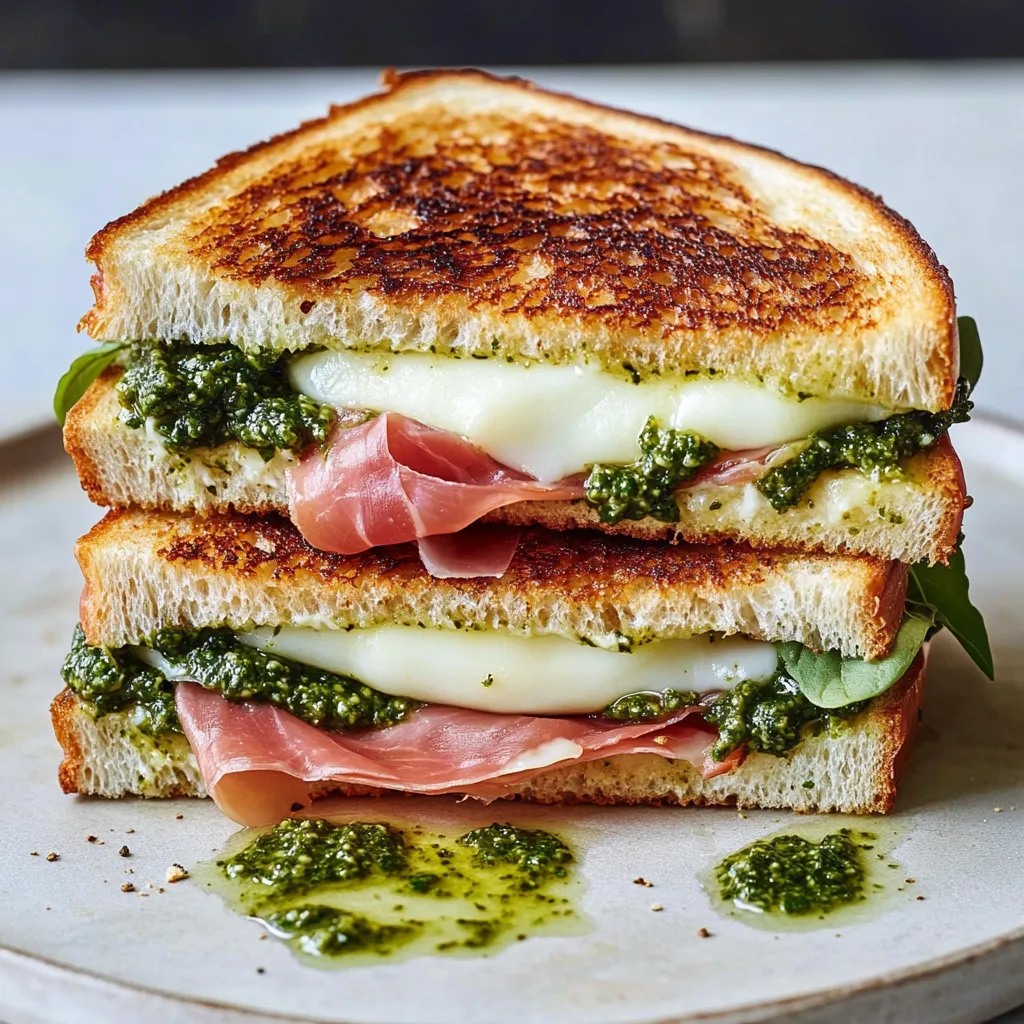 Delicious Pesto Prosciutto Grilled Cheese