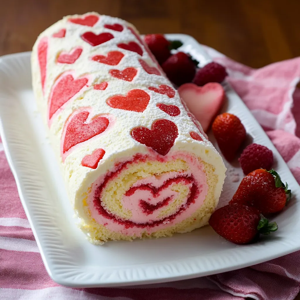 Valentine’s Day Strawberry Roll Cake