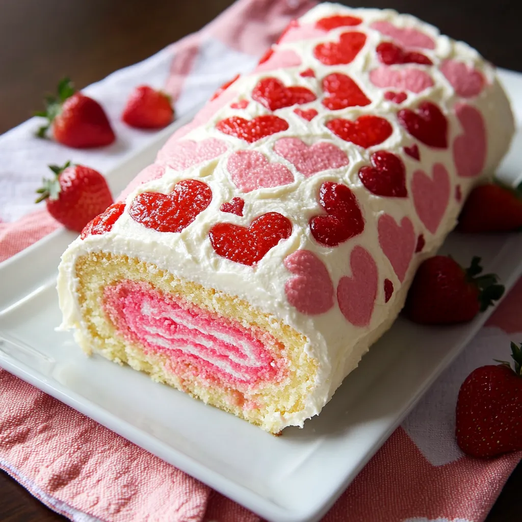 Delicious Valentine’s Day Strawberry Roll Cake