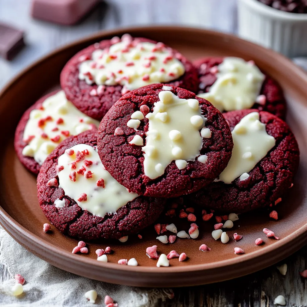 White Chocolate Dipped Red Velvet Cookies Recipe