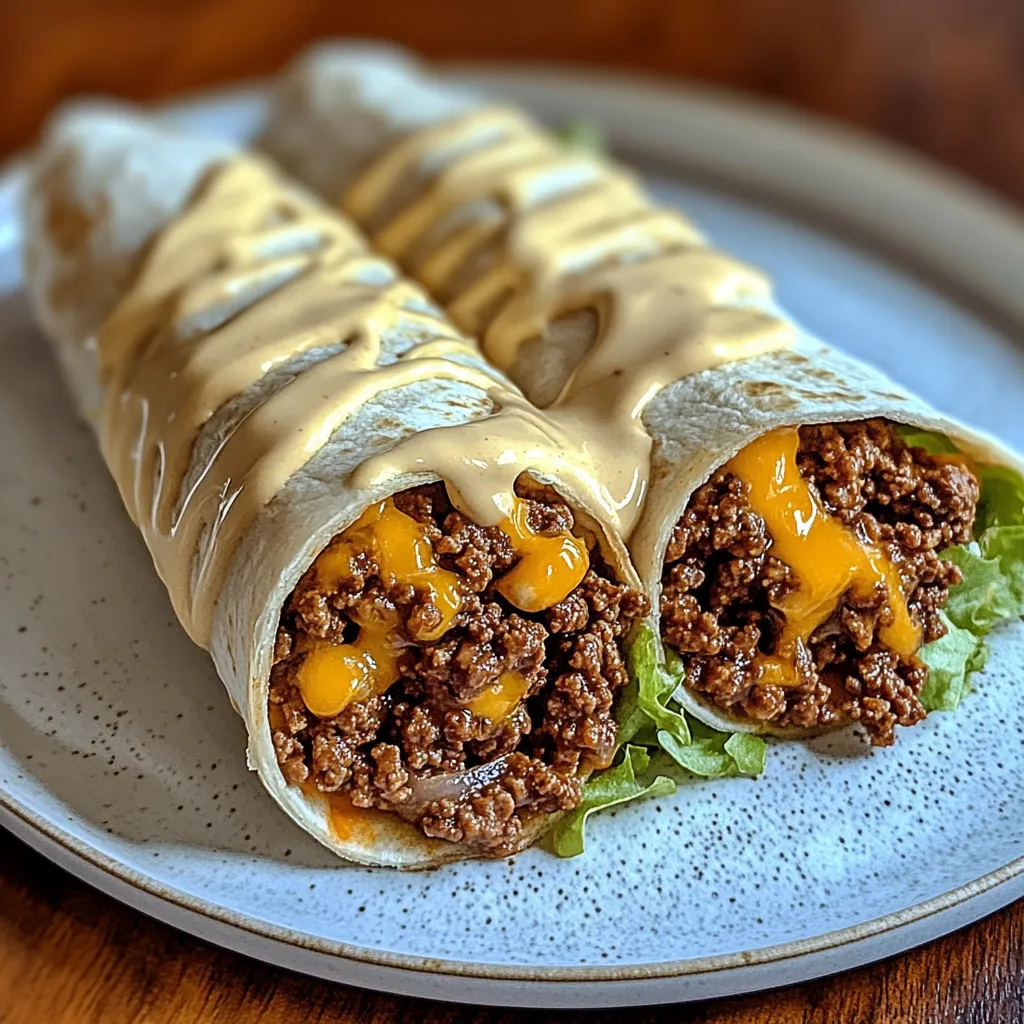 Cheesy Ground Beef Delight Wrap with Creamy Sauce Recipe