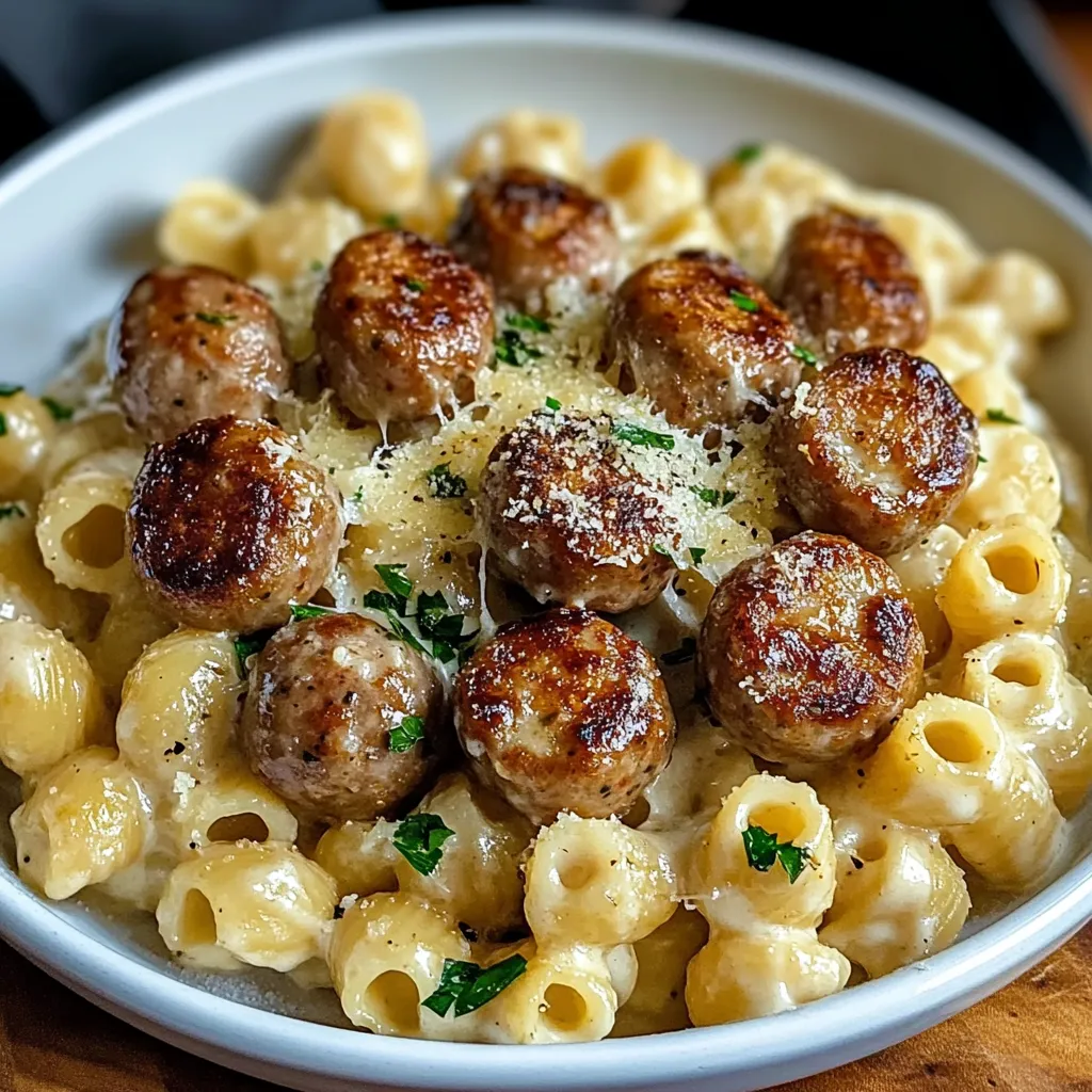 Delicious Garlic Butter Sausage Bites with Creamy Parmesan Pasta