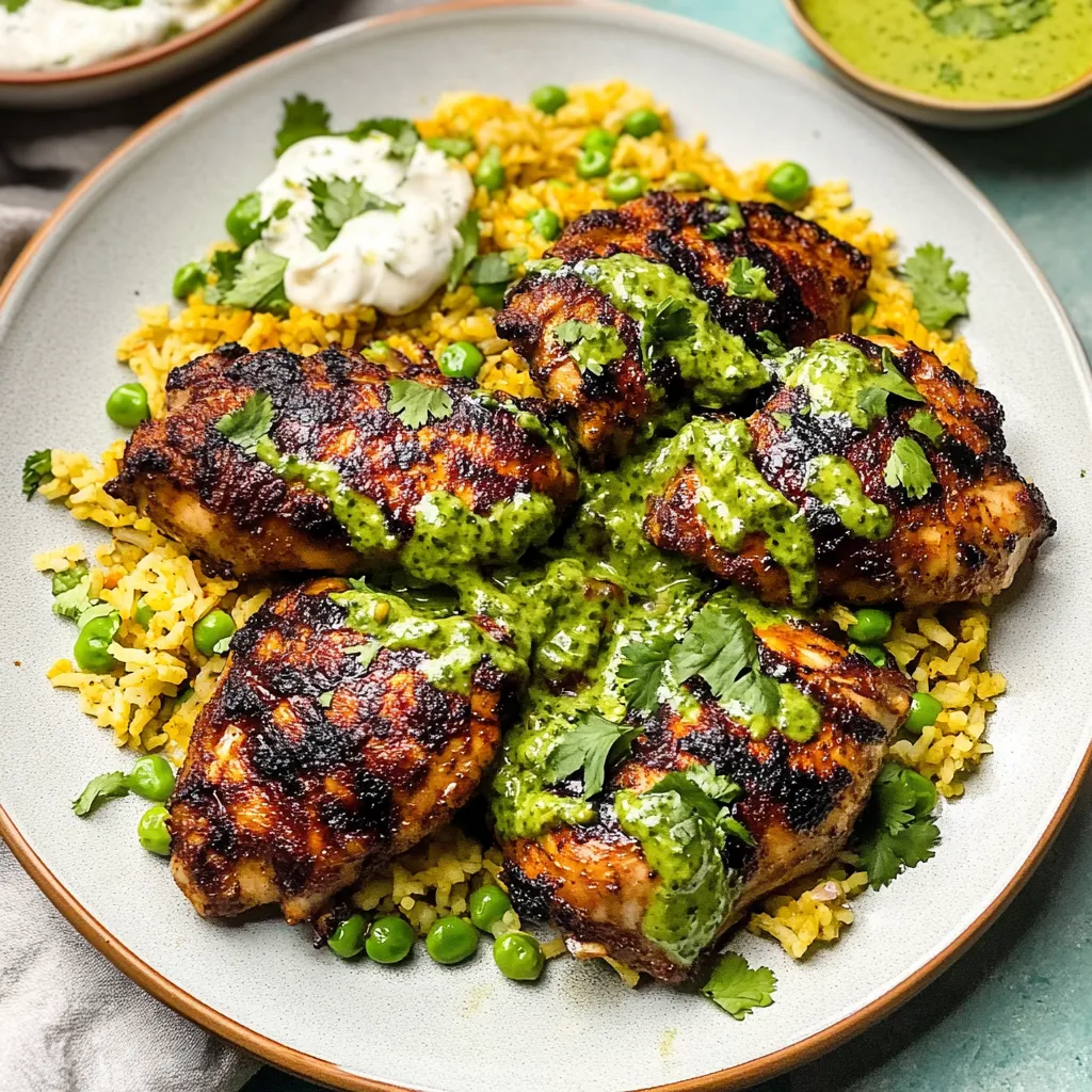 Delicious Peruvian Chicken and Rice with Green Sauce
