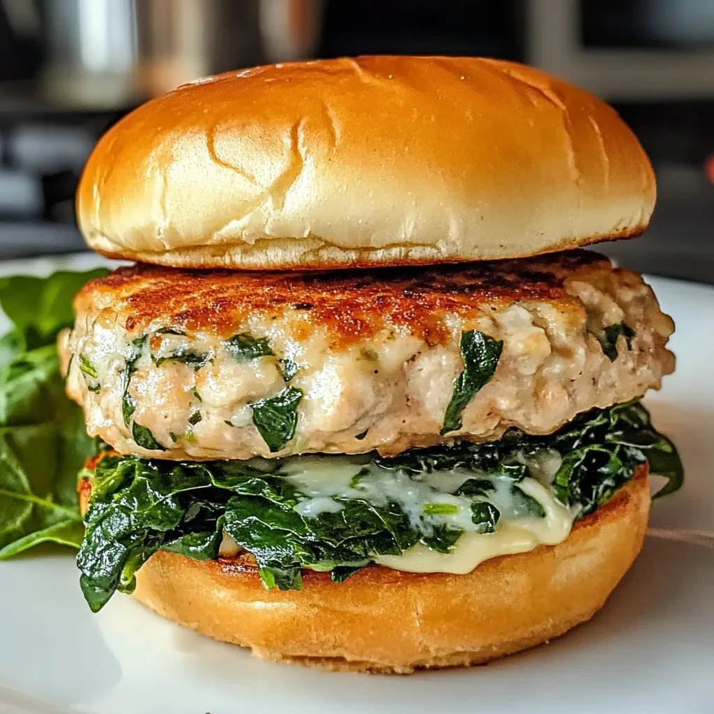 Delicious White Cheddar and Spinach Chicken Burgers
