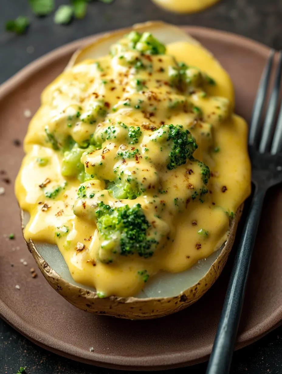 Cheesy Baked Potatoes with Broccoli Cheese Sauce Recipe