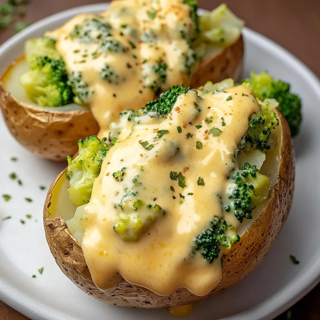 Delicious Cheesy Baked Potatoes with Broccoli Cheese Sauce