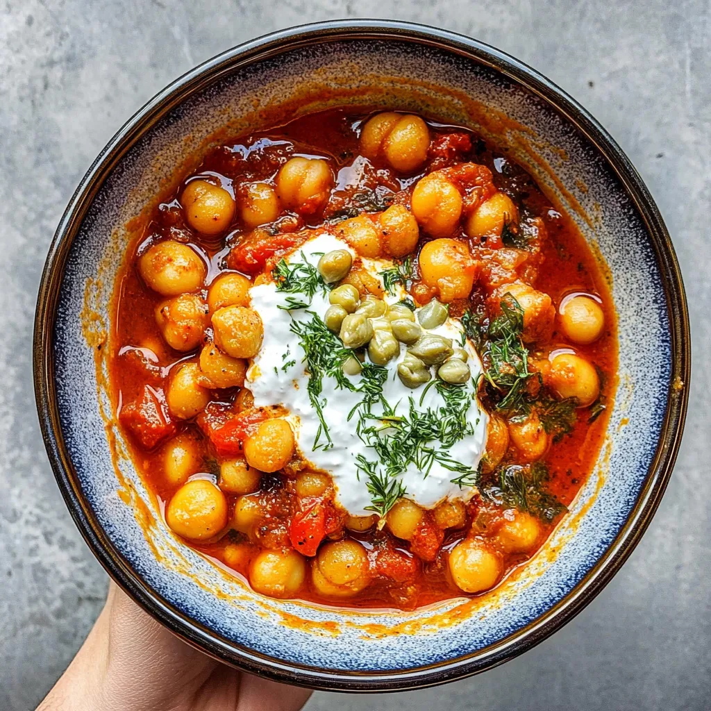 Best Chickpea, Tomato + Harissa Stew with Herby Yoghurt