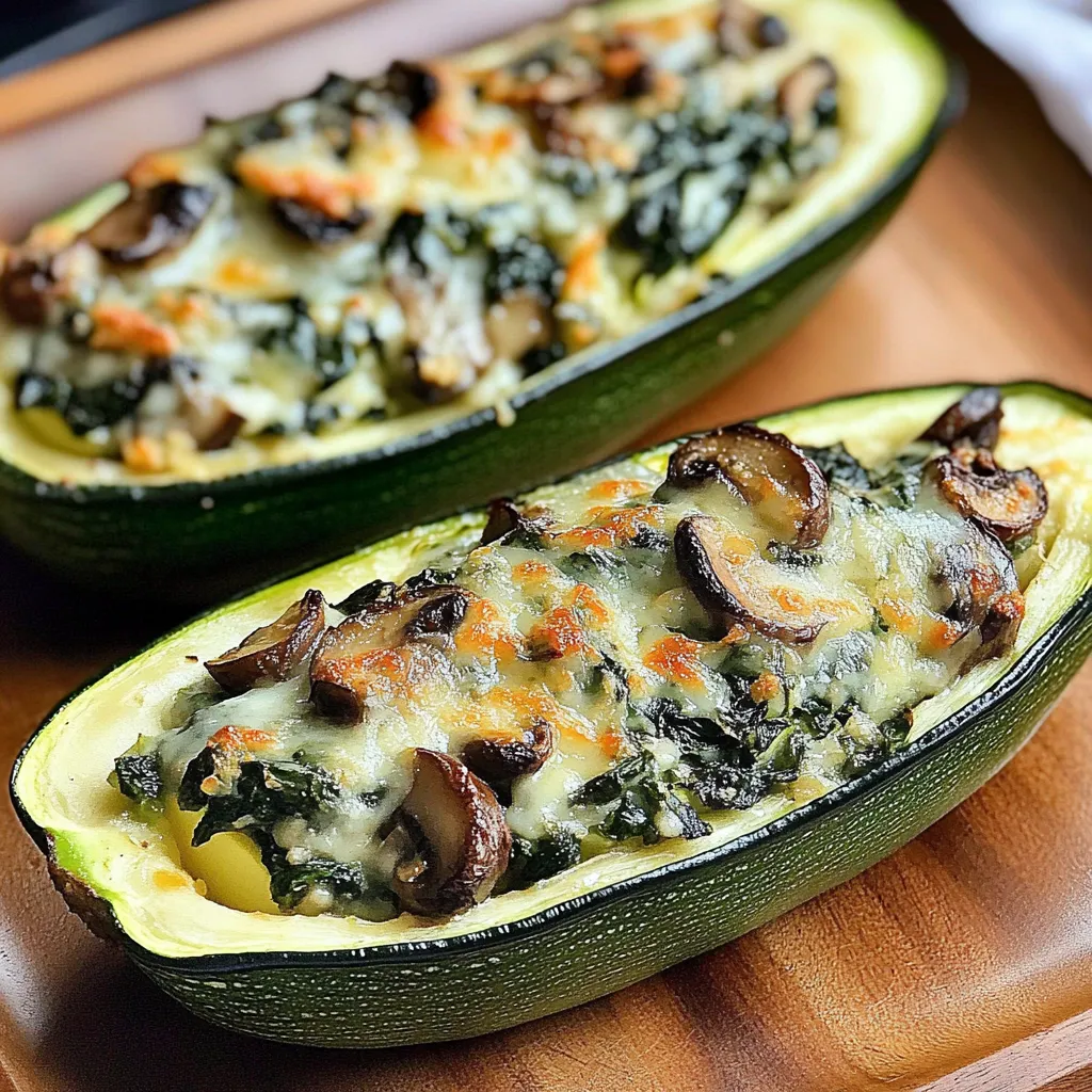 Best Zucchini Boats stuffed with Spinach Mushroom Ricotta