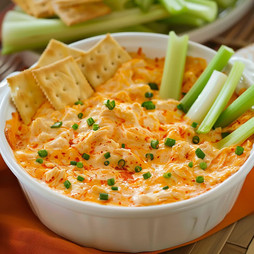 A bowl of soup with crackers and celery on a table.