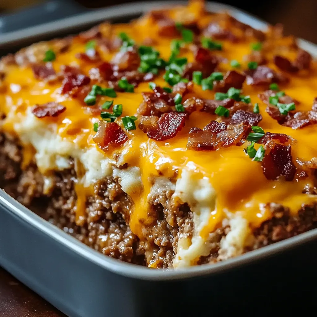 Delicious Cheesy Loaded Meatloaf Casserole