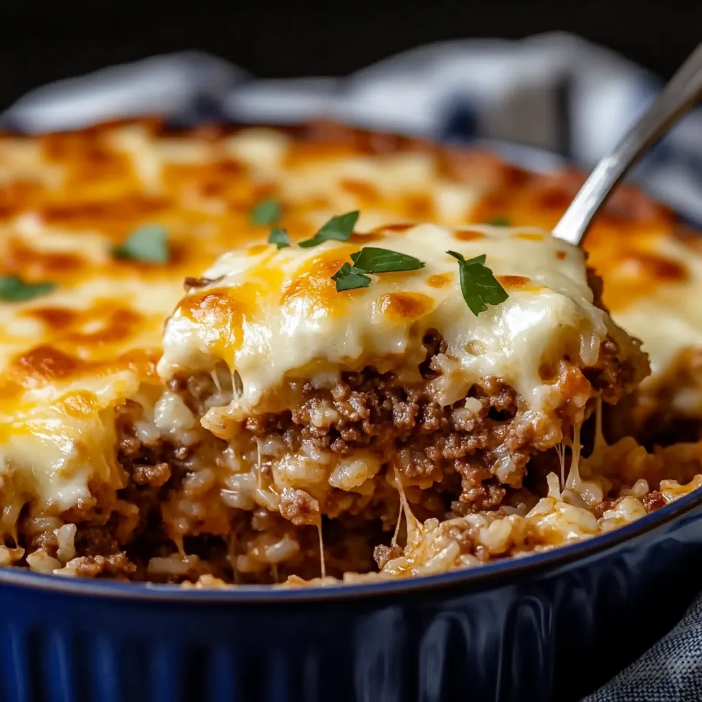 Cheesy Ground Beef and Rice Casserole