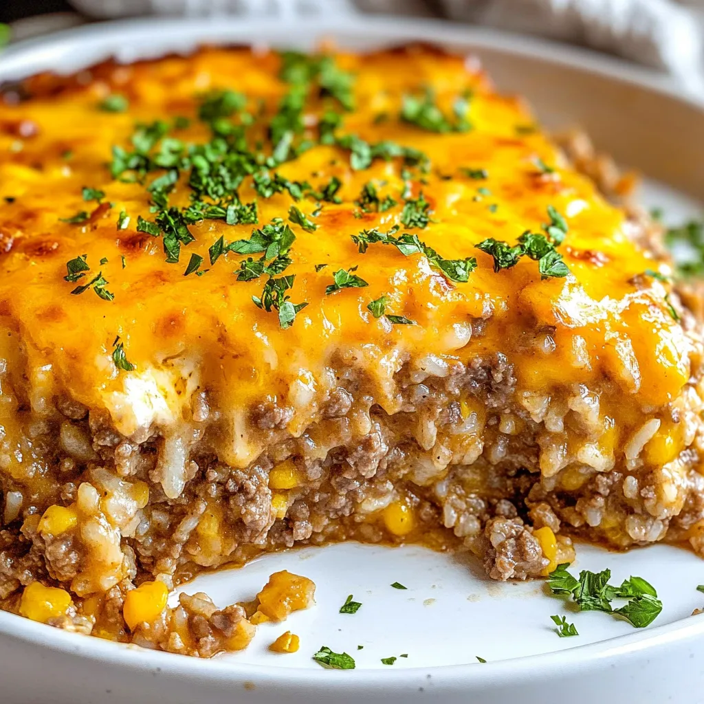 Cheesy Ground Beef and Rice Casserole Recipe