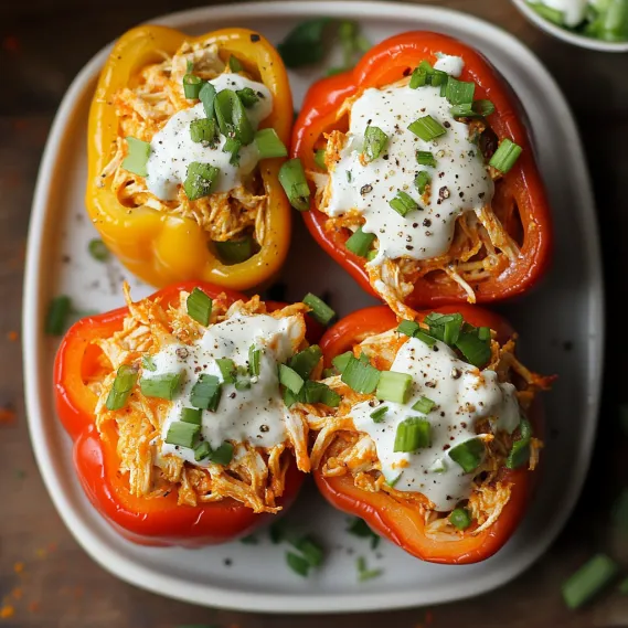 Buffalo Chicken Stuffed Peppers