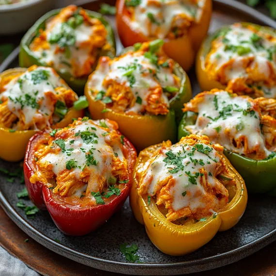 Delicious Buffalo Chicken Stuffed Peppers