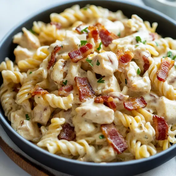 Delicious Chicken Bacon Ranch Pasta