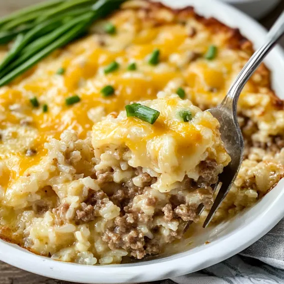 Cheesy Ground Beef and Rice Casserole