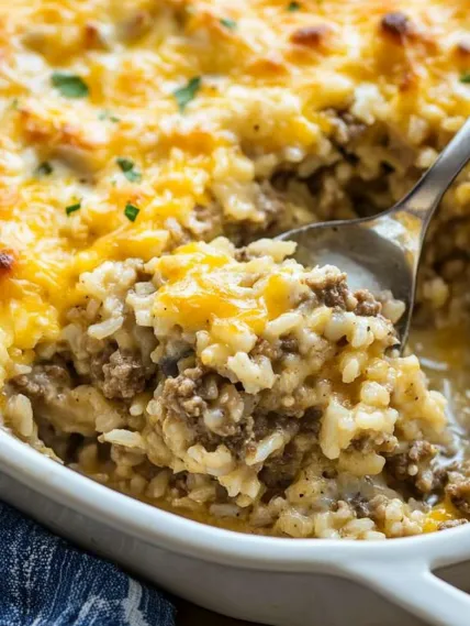 Cheesy Ground Beef and Rice Casserole Recipe