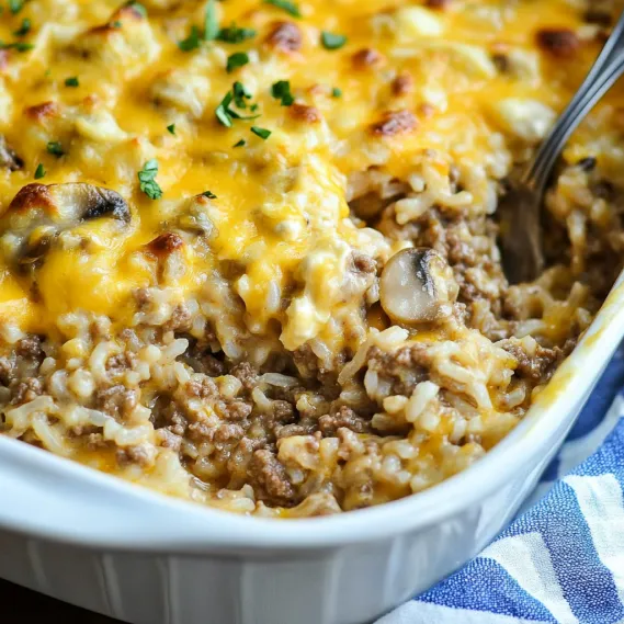 Best Cheesy Ground Beef and Rice Casserole