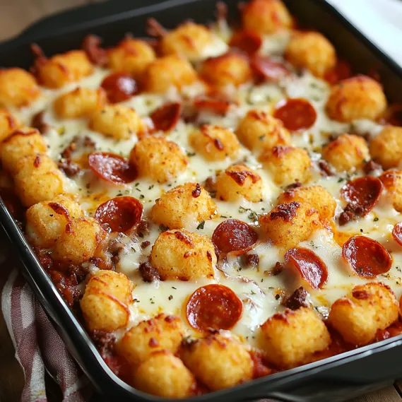 Delicious Pizza Tot Casserole