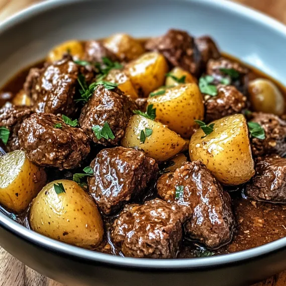 Best Slow Cooker Garlic Butter Beef Bites & Potatoes
