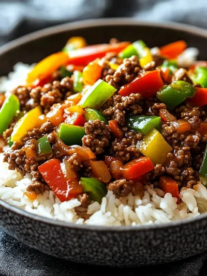 Beef and Pepper Rice Bowls Recipe