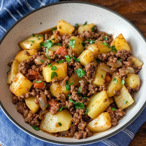 Delicious Ground Beef and Potatoes Skillet