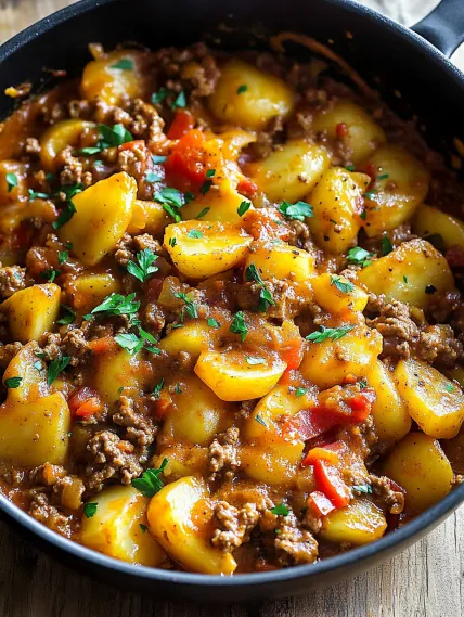 Cheesy One Pot Beef and Potatoes Recipe