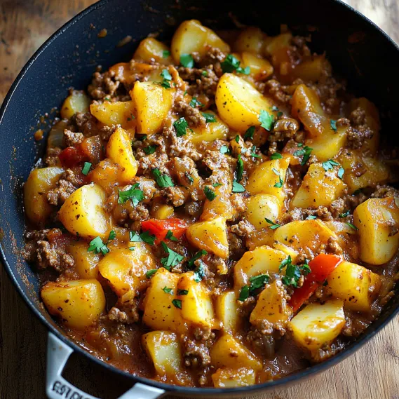 Delicious Cheesy One Pot Beef and Potatoes