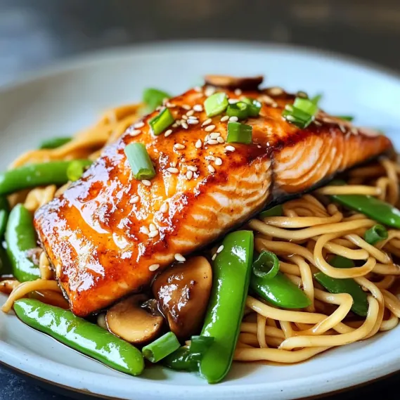 Delicious Asian Salmon and Noodles