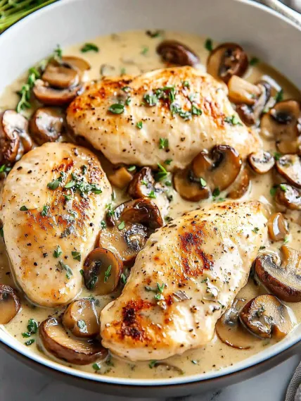 Skillet Asiago Chicken Mushrooms Recipe