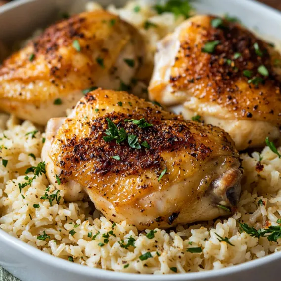 Delicious Oven Baked Chicken Rice