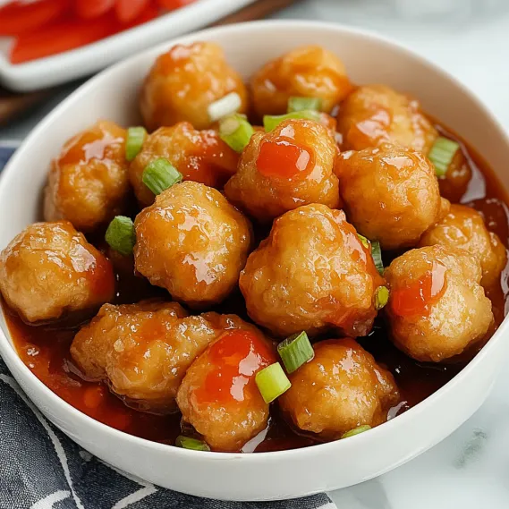 Delicious Chinese Chicken Balls with Sweet and Sour Sauce