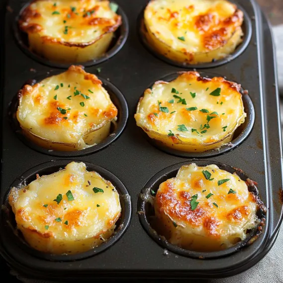 Cheesy Mini Potato Gratin Stacks (Muffin Tin)