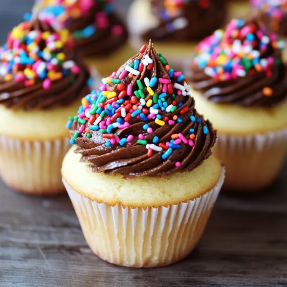 Delicious Raspberry Almond Sprinkle Cupcakes