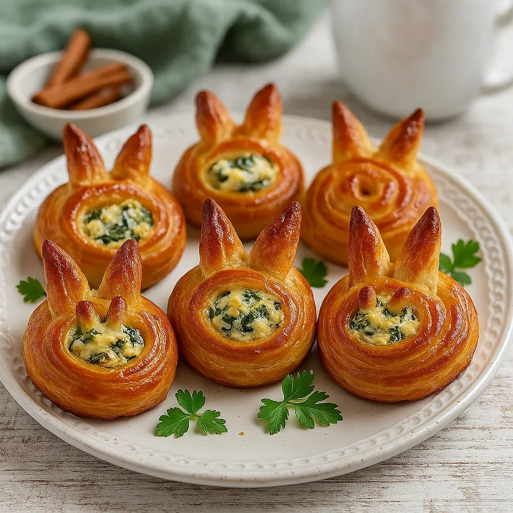A plate of pastries with rabbit ears.
