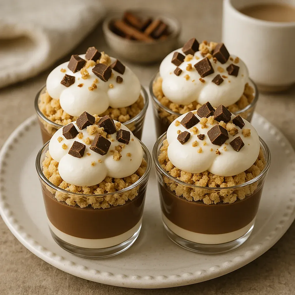 Four desserts on a plate.