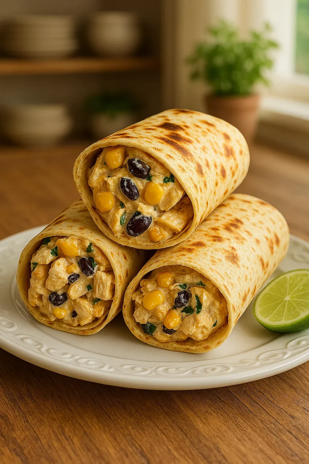 Three wraps on a plate.