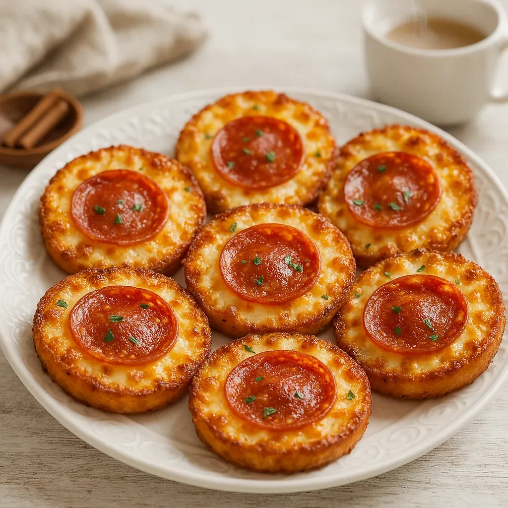 A plate of pizza bites.