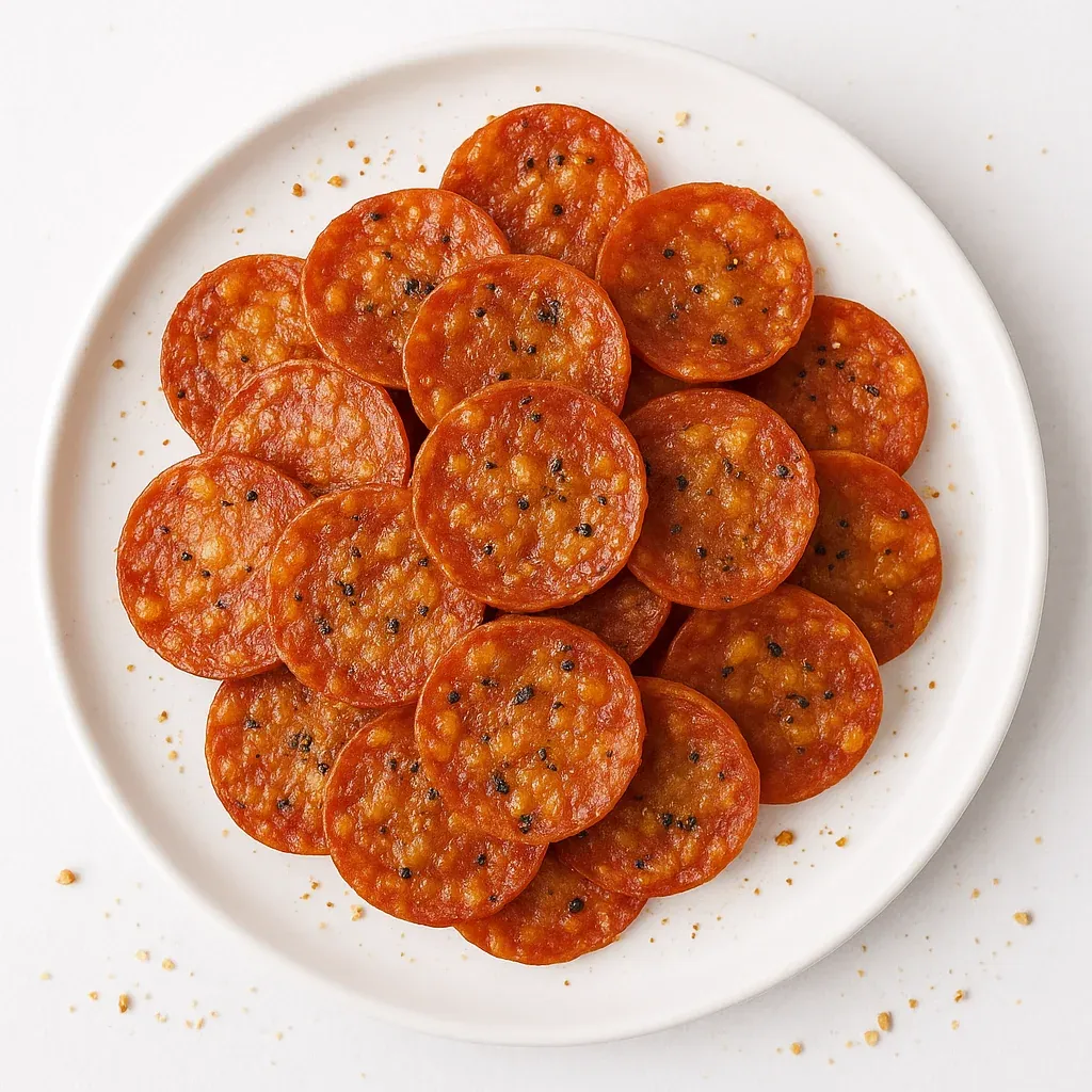 A plate of pepperoni slices.