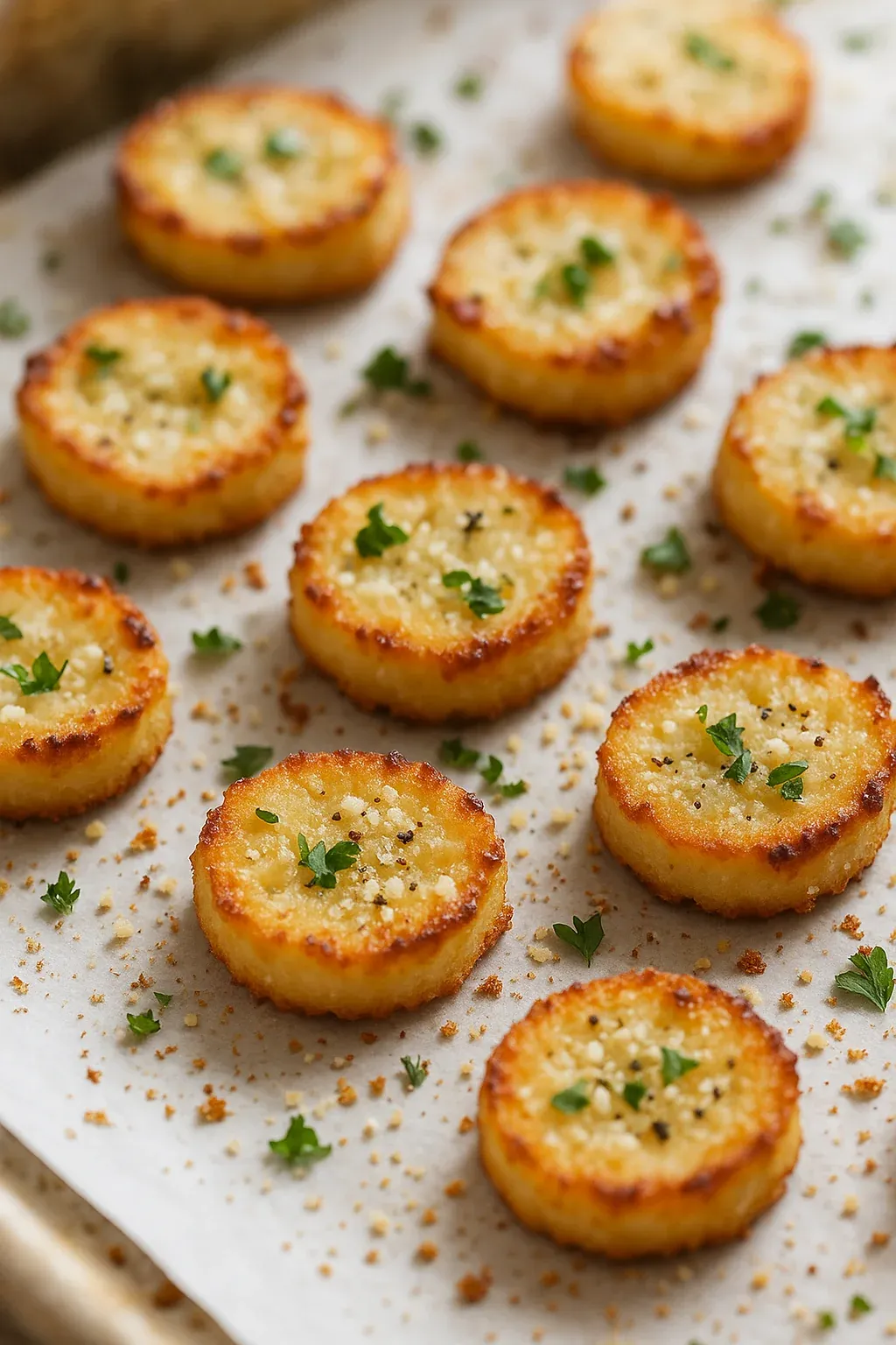 A plate of food with a green herb on top.