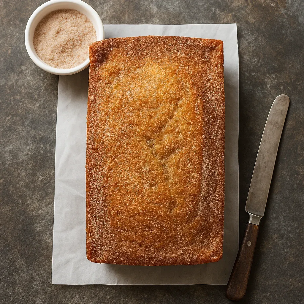 A loaf of bread with a wooden knife on top.